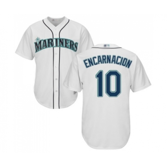 Men's Seattle Mariners 10 Edwin Encarnacion Replica White Home Cool Base Baseball Jersey