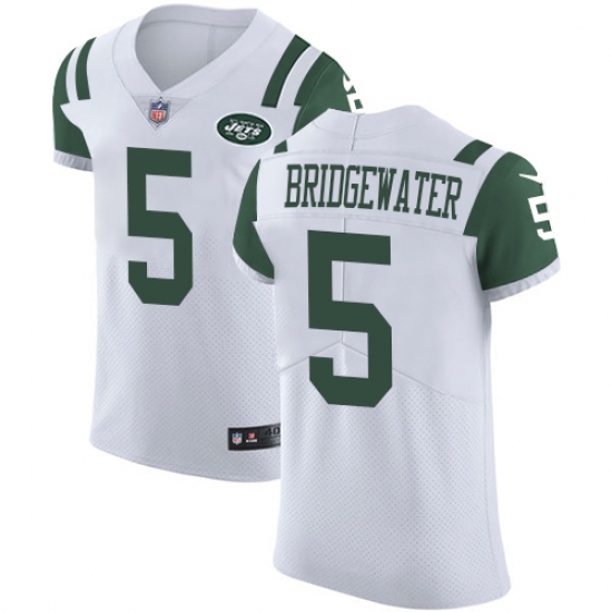 Men's Nike New York Jets 5 Teddy Bridgewater White Vapor Untouchable Elite Player NFL Jersey
