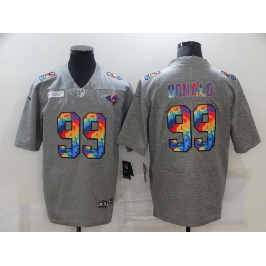 Men's Los Angeles Rams 99 Aaron Donald Gray Rainbow Version Nike Limited Jersey