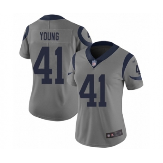 Women's Los Angeles Rams 41 Kenny Young Limited Gray Inverted Legend Football Jersey