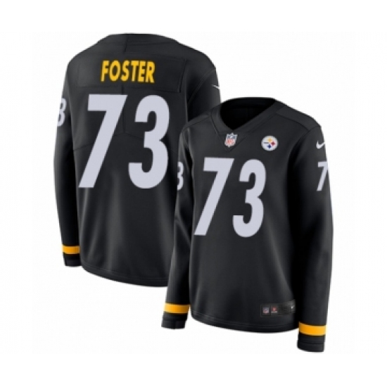Women's Nike Pittsburgh Steelers 73 Ramon Foster Limited Black Therma Long Sleeve NFL Jersey