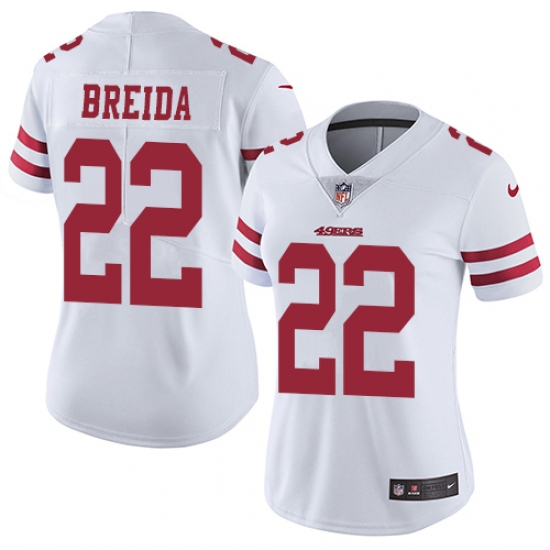 Women's Nike San Francisco 49ers 22 Matt Breida White Vapor Untouchable Elite Player NFL Jersey