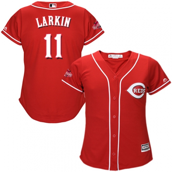 Women's Majestic Cincinnati Reds 11 Barry Larkin Authentic Red Alternate Cool Base MLB Jersey