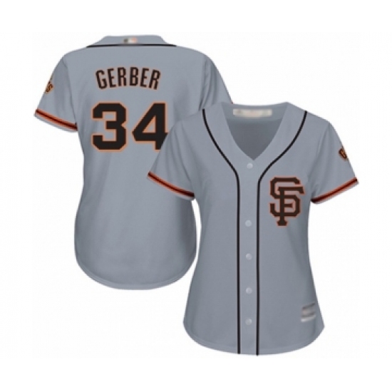 Women's San Francisco Giants 34 Mike Gerber Authentic Grey Road 2 Cool Base Baseball Player Jersey