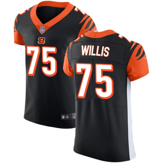 Men's Nike Cincinnati Bengals 75 Jordan Willis Black Team Color Vapor Untouchable Elite Player NFL Jersey