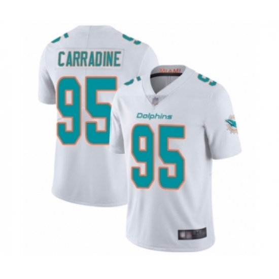 Youth Miami Dolphins 95 Tank Carradine White Vapor Untouchable Limited Player Football Jersey