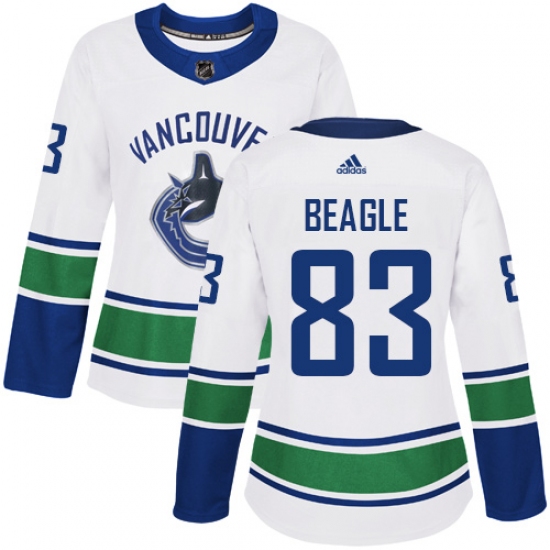 Women's Adidas Vancouver Canucks 83 Jay Beagle Authentic White Away NHL Jersey