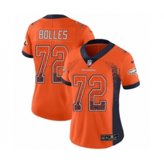 Women's Nike Denver Broncos 72 Garett Bolles Limited Orange Rush Drift Fashion NFL Jersey