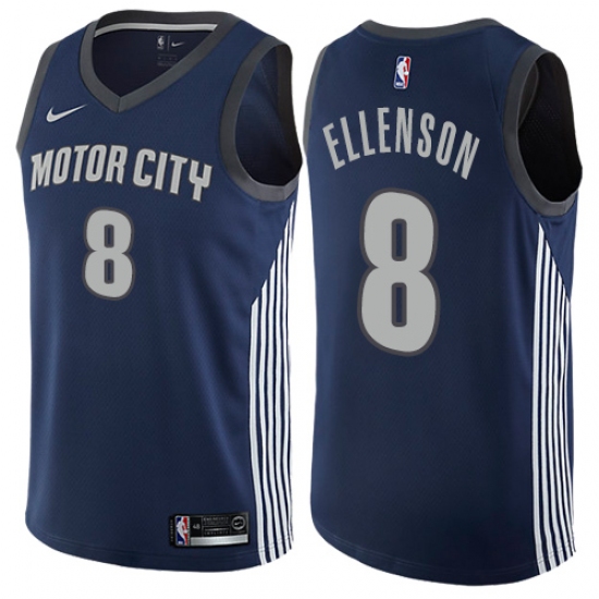 Men's Nike Detroit Pistons 8 Henry Ellenson Swingman Navy Blue NBA Jersey - City Edition