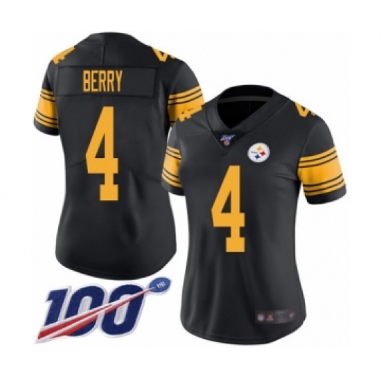 Women's Pittsburgh Steelers 4 Jordan Berry Limited Black Rush Vapor Untouchable 100th Season Football Jersey