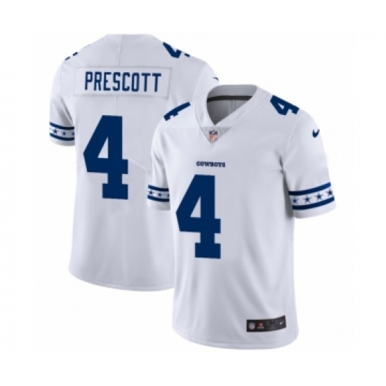 Men's Dallas Cowboys 4 Dak Prescott White Team Logo Cool Edition Jersey