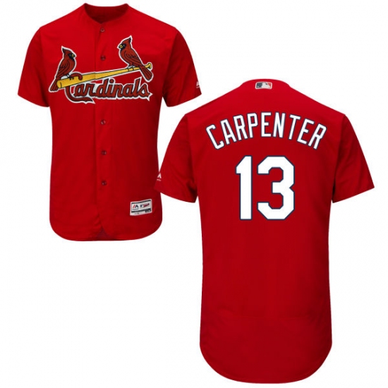 Men's Majestic St. Louis Cardinals 13 Matt Carpenter Red Alternate Flex Base Authentic Collection MLB Jersey