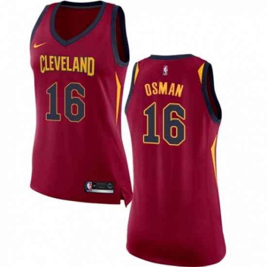 Women's Nike Cleveland Cavaliers 16 Cedi Osman Authentic Maroon NBA Jersey - Icon Edition