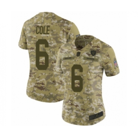 Women's Oakland Raiders 6 A.J. Cole Limited Camo 2018 Salute to Service Football Jersey
