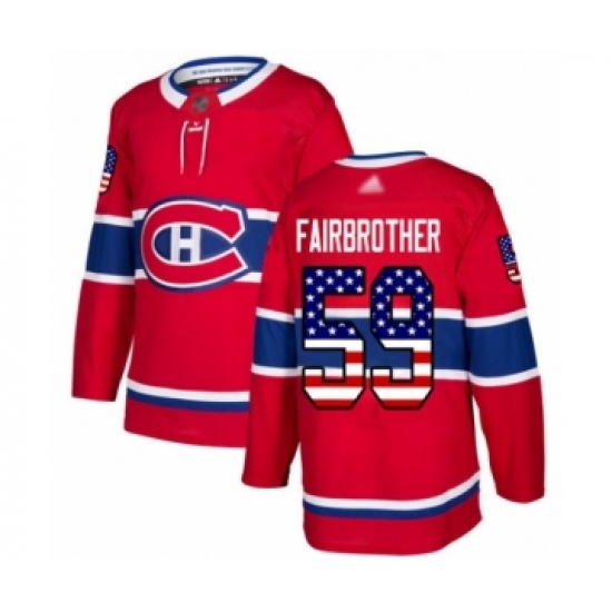 Youth Montreal Canadiens 59 Gianni Fairbrother Authentic Red USA Flag Fashion Hockey Jersey