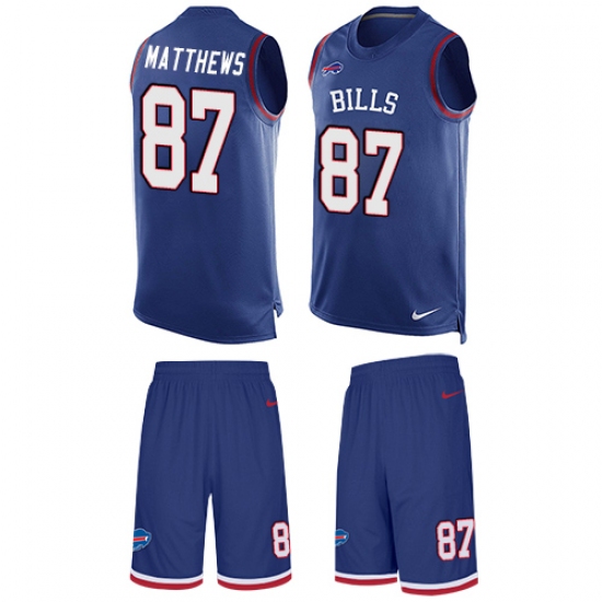 Men's Nike Buffalo Bills 87 Jordan Matthews Limited Royal Blue Tank Top Suit NFL Jersey