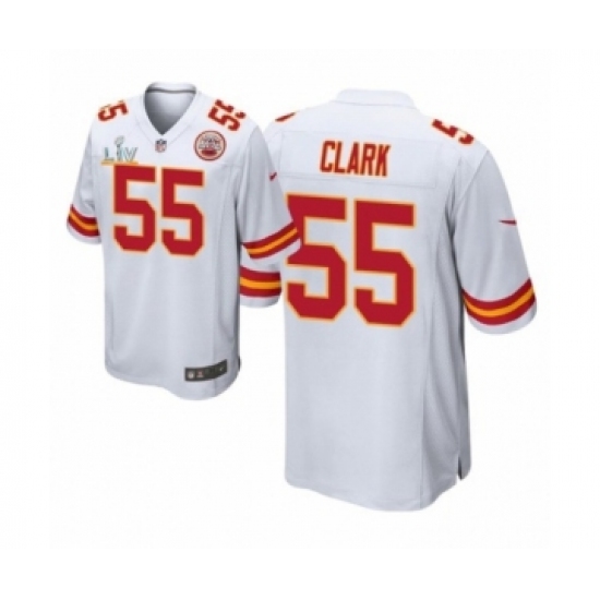 Men'sKansas City Chiefs 55Frank Clark Game White 2021 Super Bowl LV Jersey