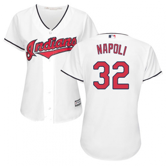 Women's Majestic Cleveland Indians 32 Mike Napoli Replica White Home Cool Base MLB Jersey