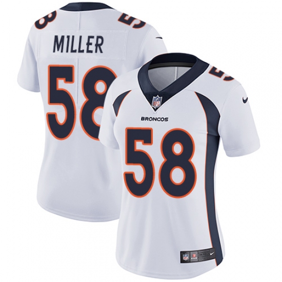 Women's Nike Denver Broncos 58 Von Miller Elite White NFL Jersey