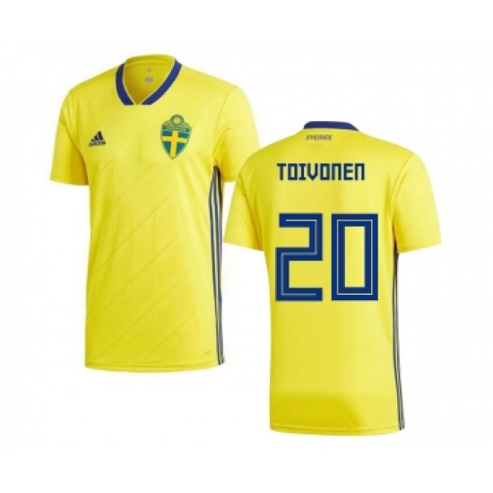 Sweden 20 Toivonen Home Kid Soccer Country Jersey