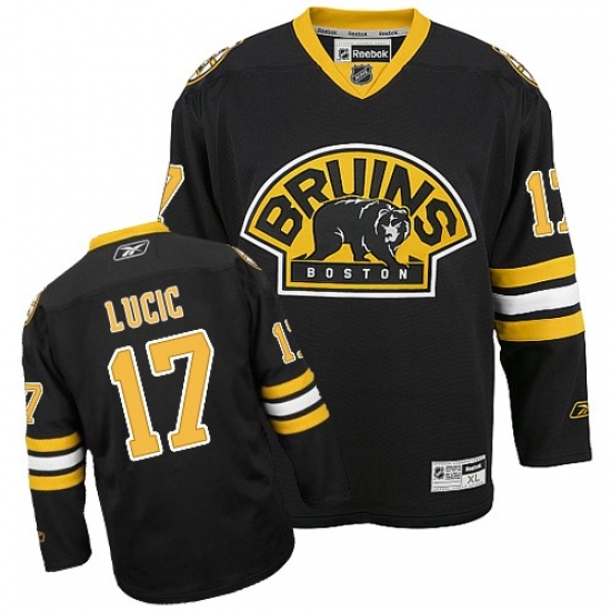 Youth Reebok Boston Bruins 17 Milan Lucic Authentic Black Third NHL Jersey