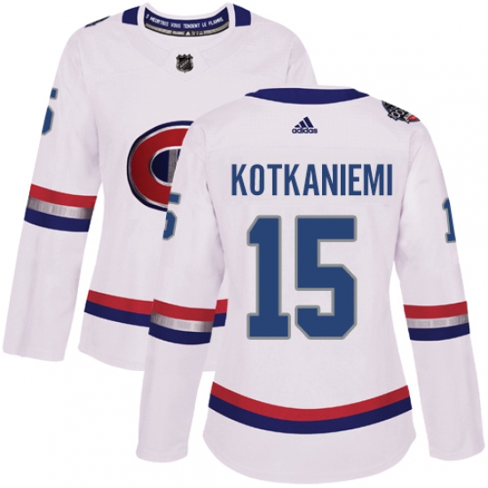 Women's Adidas Montreal Canadiens 15 Jesperi Kotkaniemi Authentic White 2017 100 Classic NHL Jersey