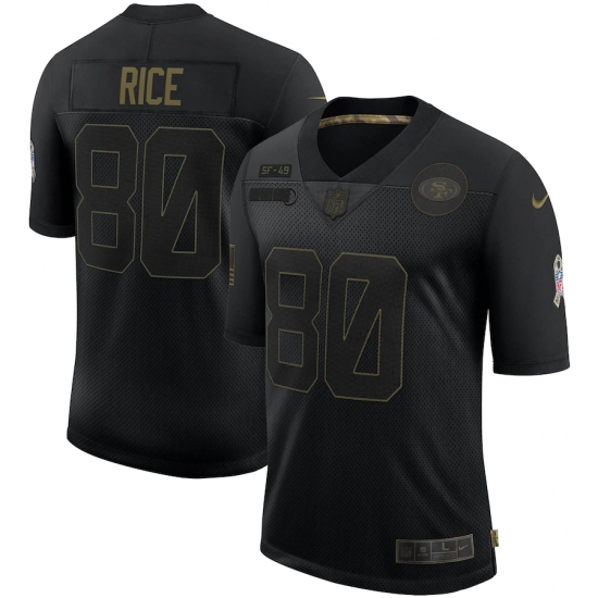 Men's San Francisco 49ers 80 Jerry Rice Black 2020 Salute To Service Limited Jersey