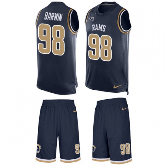 Men's Nike Los Angeles Rams 98 Connor Barwin Limited Navy Blue Tank Top Suit NFL Jersey