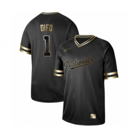 Men's Washington Nationals 1 Wilmer Difo Authentic Black Gold Fashion Baseball Jersey