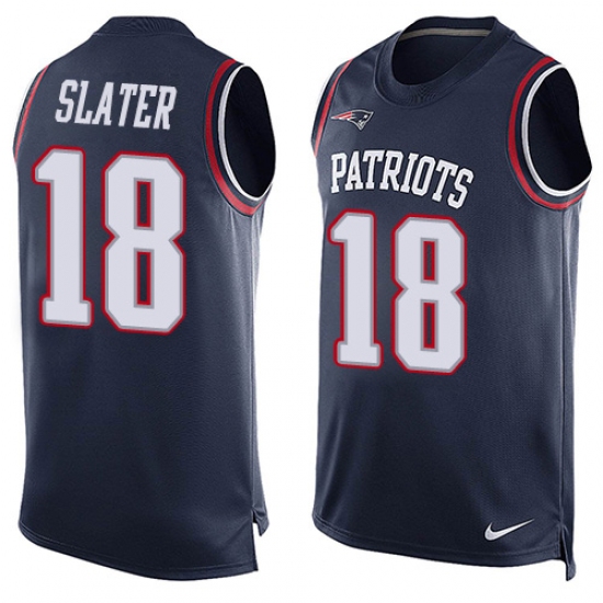 Men's Nike New England Patriots 18 Matthew Slater Limited Navy Blue Player Name & Number Tank Top NFL Jersey
