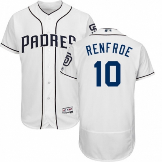 Men's Majestic San Diego Padres 10 Hunter Renfroe White Home Flex Base Authentic Collection MLB Jersey