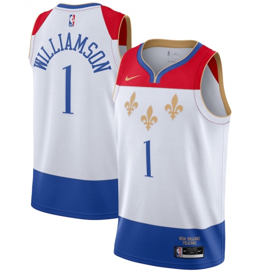 Youth New Orleans Pelicans 1 Zion Williamson Nike White 2020-21 Swingman Jersey