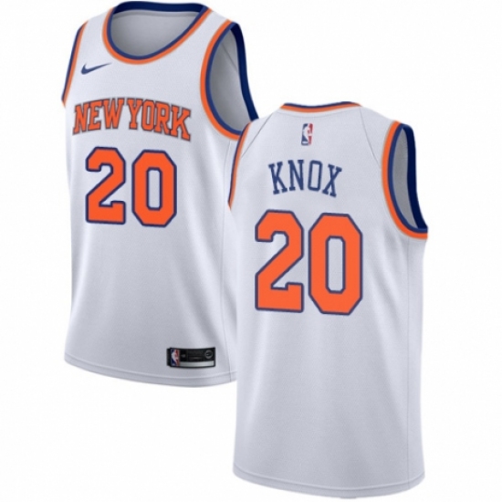 Men's Nike New York Knicks 20 Kevin Knox Swingman White NBA Jersey - Association Edition