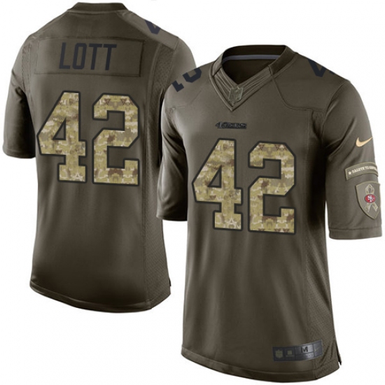 Men's Nike San Francisco 49ers 42 Ronnie Lott Elite Green Salute to Service NFL Jersey