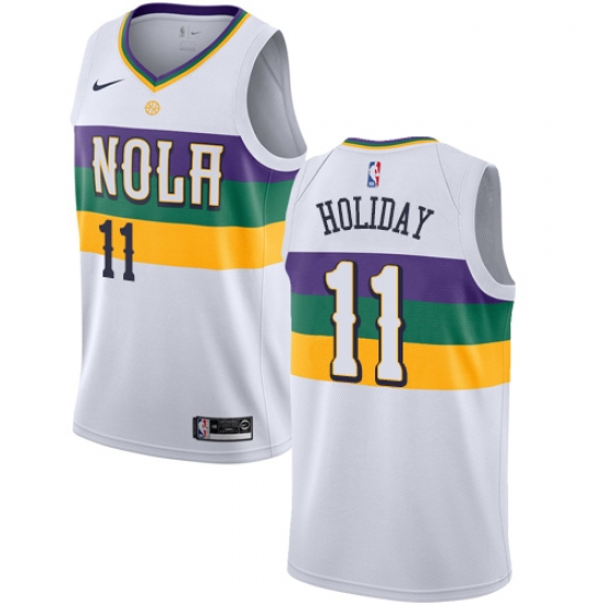 Youth Nike New Orleans Pelicans 11 Jrue Holiday Swingman White NBA Jersey - City Edition