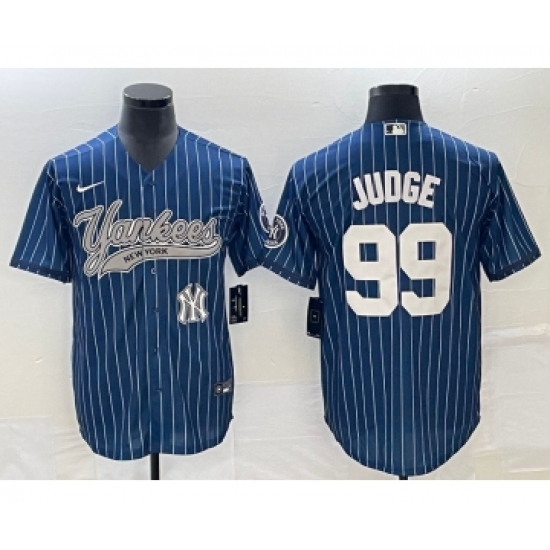 Men's New York Yankees 99 Aaron Judge Navy Cool Base Stitched Baseball Jersey