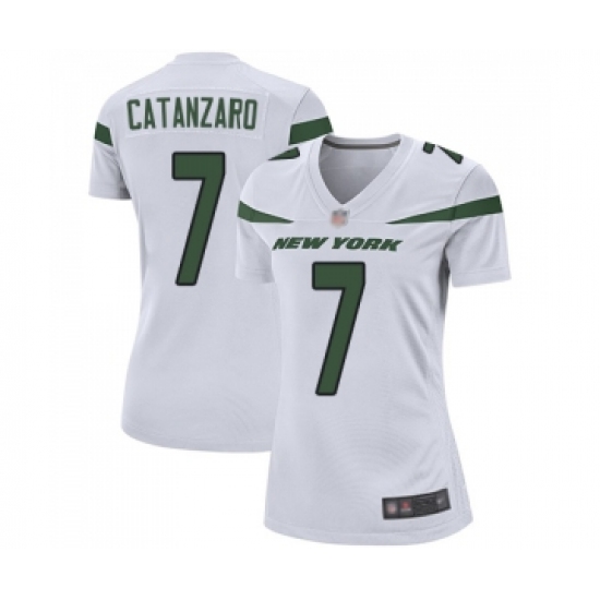 Women's New York Jets 7 Chandler Catanzaro Game White Football Jersey