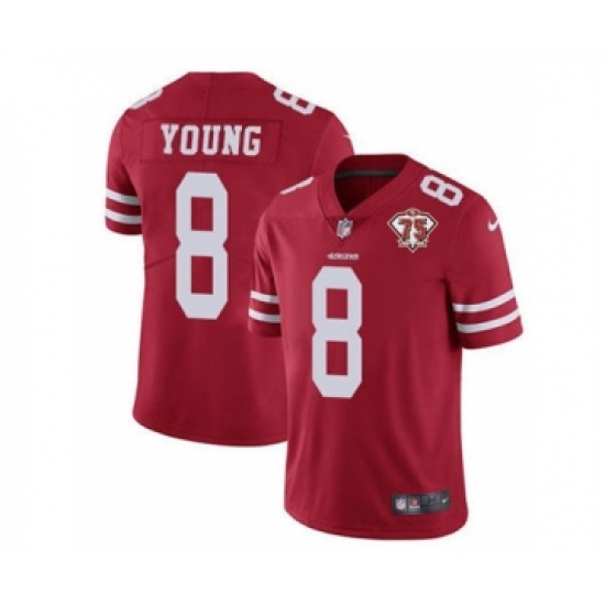 Men's San Francisco 49ers 8 Steve Young Red 2021 75th Anniversary Vapor Untouchable Limited Jersey