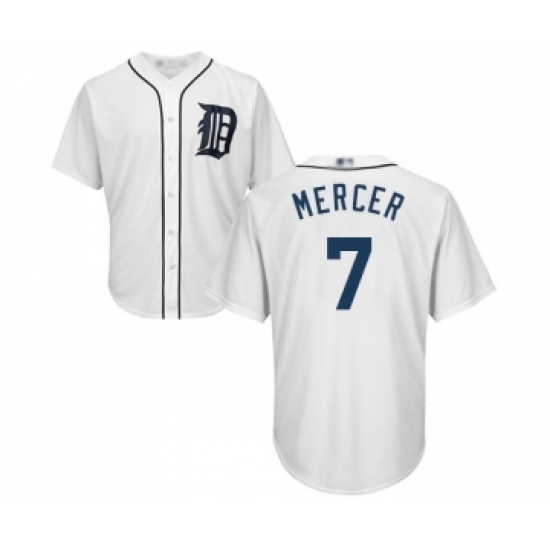 Men's Detroit Tigers 7 Jordy Mercer Replica White Home Cool Base Baseball Jersey