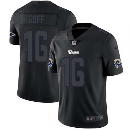 Men's Nike Los Angeles Rams 16 Jared Goff Limited Black Rush Impact NFL Jersey