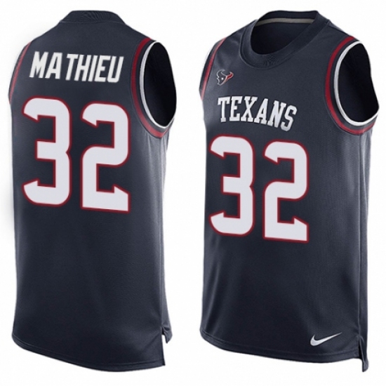 Men's Nike Houston Texans 32 Tyrann Mathieu Limited Navy Blue Player Name & Number Tank Top NFL Jersey