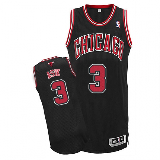 Men's Adidas Chicago Bulls 3 Omer Asik Authentic Black Alternate NBA Jersey
