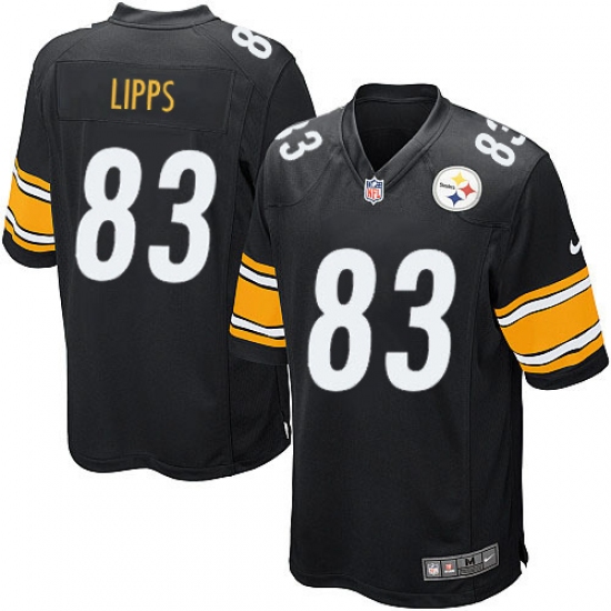 Men's Nike Pittsburgh Steelers 83 Louis Lipps Game Black Team Color NFL Jersey