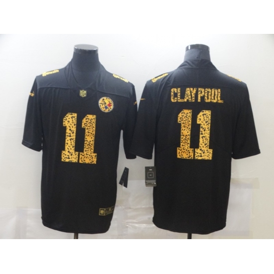 Men's Pittsburgh Steelers 11 Chase Claypool Black Nike Leopard Print Limited Jersey