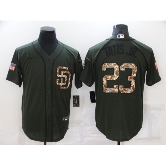 Men's Nike San Diego Padres 23 Fernando Tatis Jr.Green Game Salute to Service Baseball Jersey