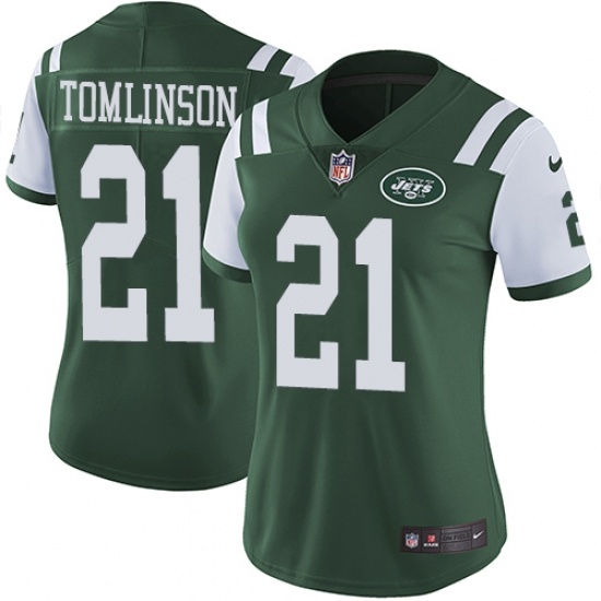 Women's Nike New York Jets 21 LaDainian Tomlinson Green Team Color Vapor Untouchable Limited Player NFL Jersey