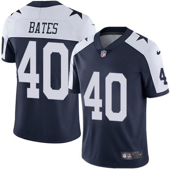 Men's Nike Dallas Cowboys 40 Bill Bates Navy Blue Throwback Alternate Vapor Untouchable Limited Player NFL Jersey