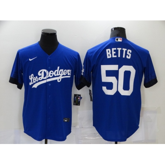 Men's Los Angeles Dodgers 50 Mookie Betts Blue Game City Player Jersey