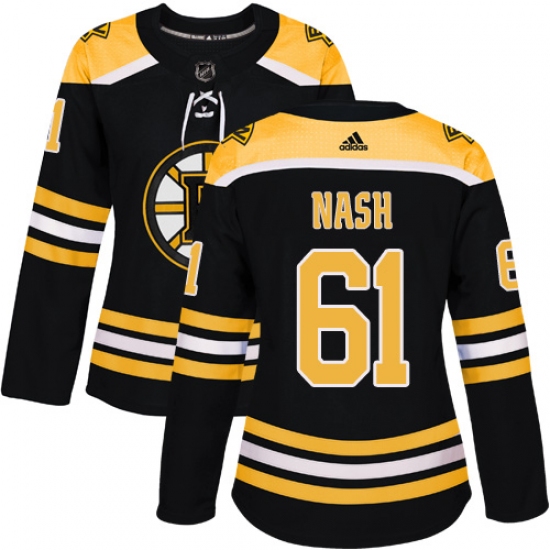 Women's Adidas Boston Bruins 61 Rick Nash Authentic Black Home NHL Jersey