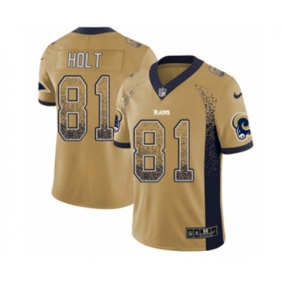 Men's Nike Los Angeles Rams 81 Torry Holt Limited Gold Rush Drift Fashion NFL Jersey